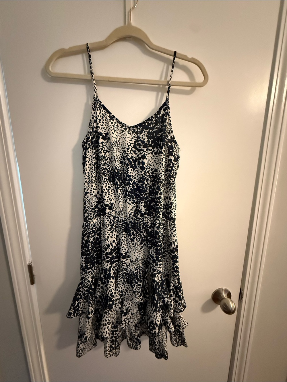 Aqua Black & White Printed Slip Dress